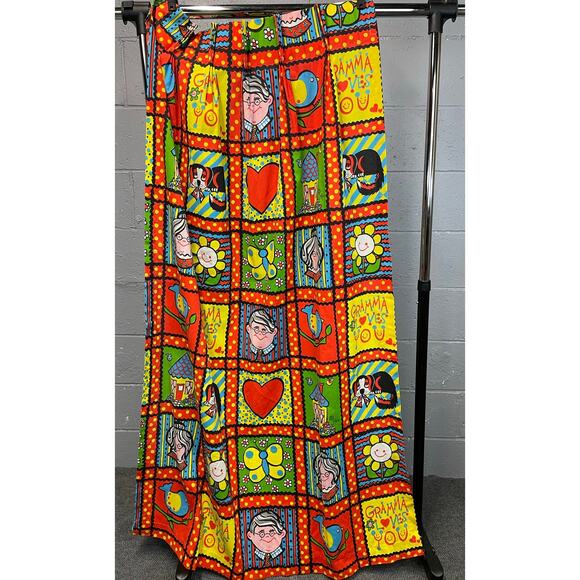 Vintage 60s Patchwork Drapes Character Gramma Loves You Fabric Yardage Joyce Mil - Picture 3 of 10